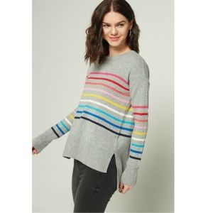 GAP NWT Gray rainbow stripe hi-low crewneck sweater